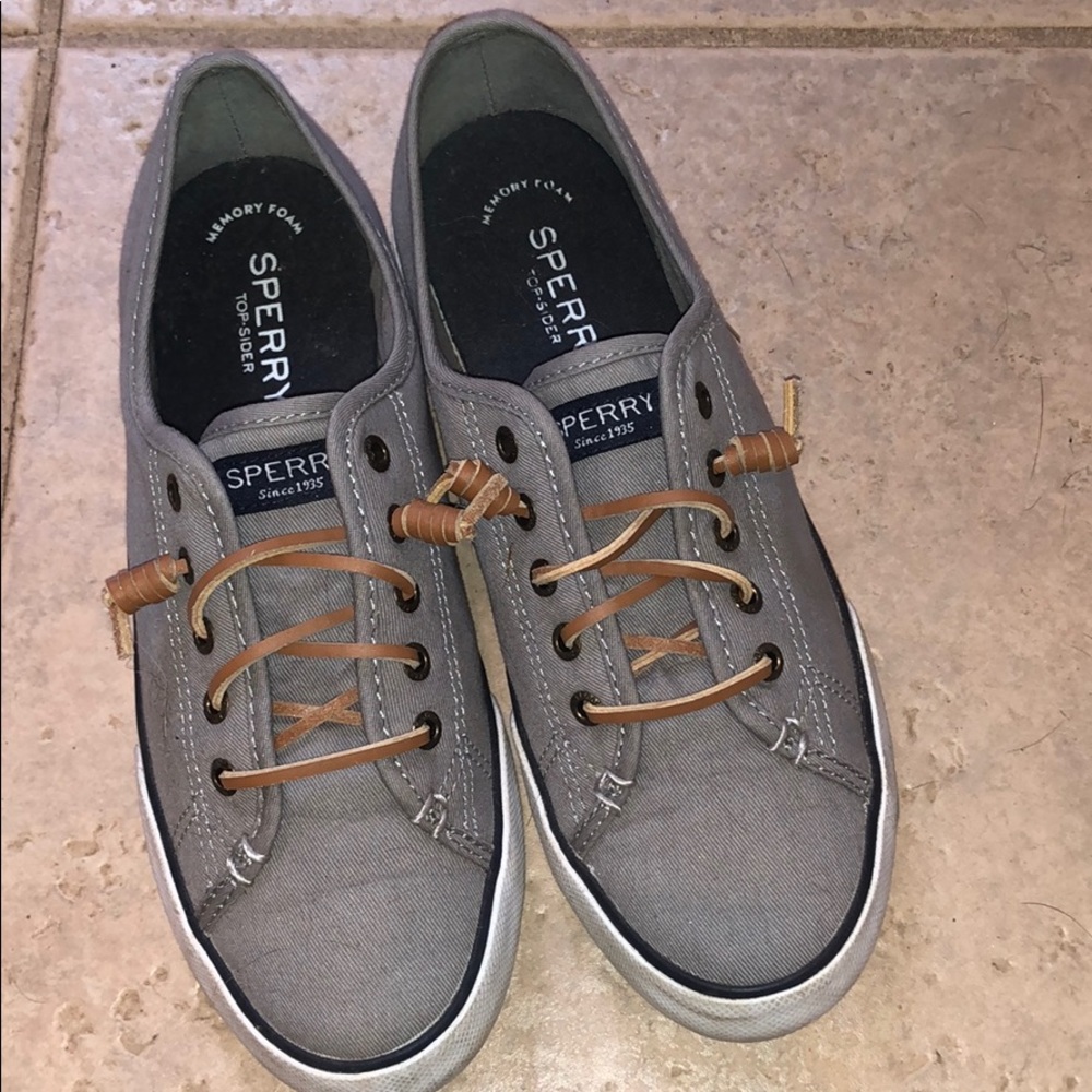 Sperry canvas flat loafers gray